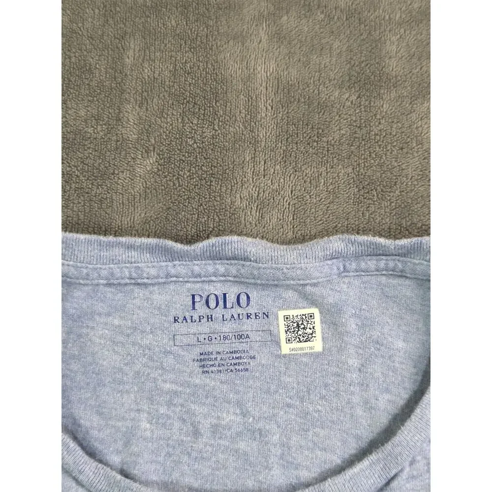 Polo Ralph Lauren T-Shirt Mens Sz L Blue Heathered Cotton Crewneck Pony Logo C40